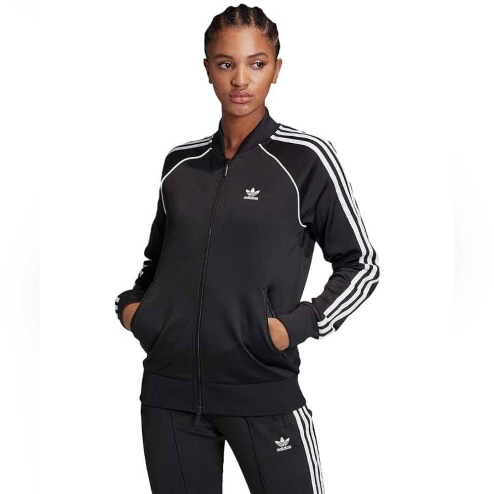 Adidas Classic Black Zip Up Track Jacket